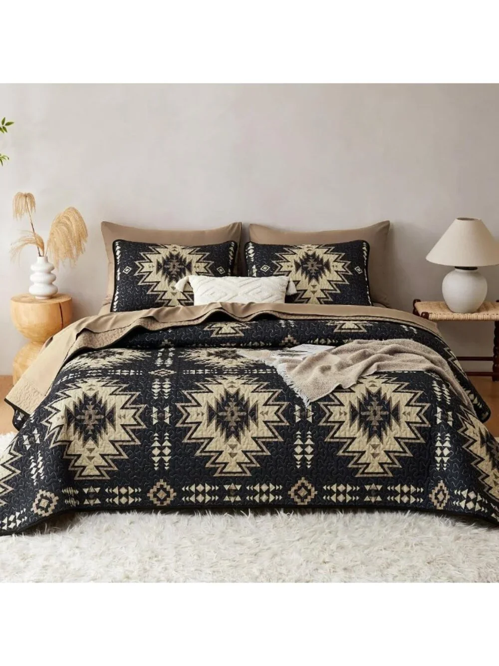 Southwestern Rustic Quilt Set - Reversible Lightweight Bedspread, Aztec Pattern